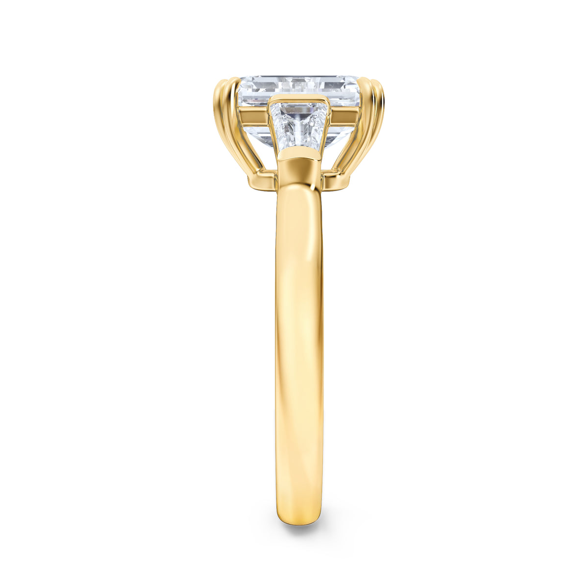 Manhattan 2.00ct Emerald Cut Lab Diamond 3 Stone Engagement Ring in 18K Yellow Gold