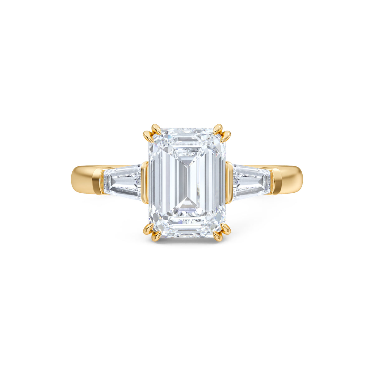 Manhattan 2.00ct Emerald Cut Lab Diamond 3 Stone Engagement Ring in 18K Yellow Gold