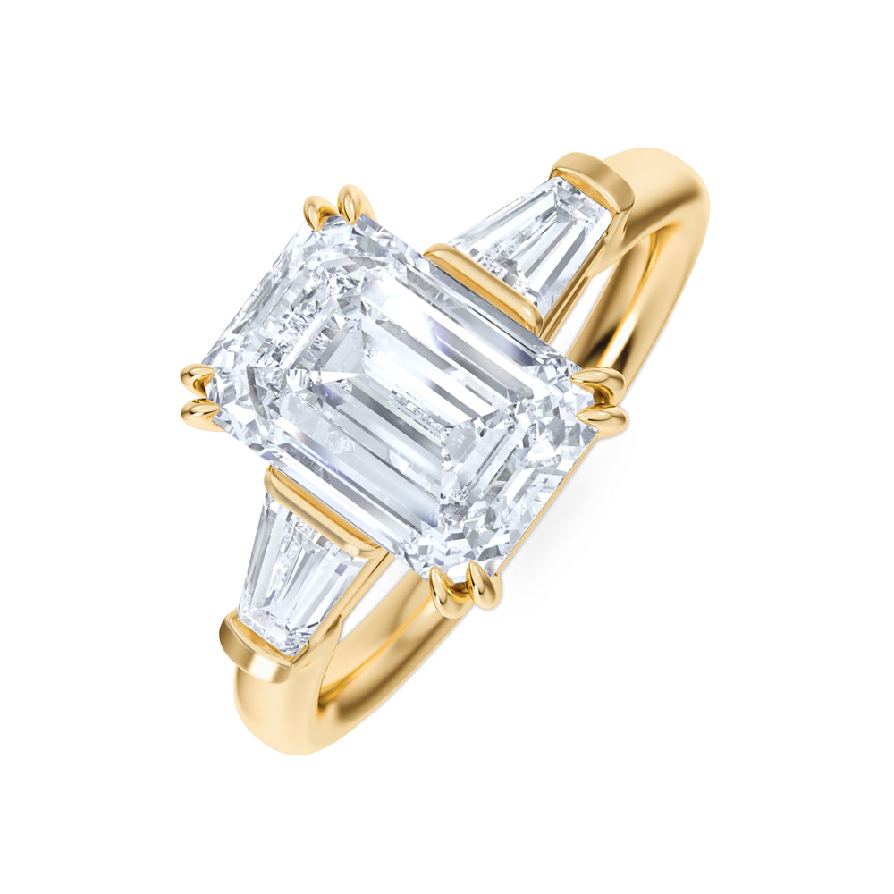 Manhattan 2.00ct Emerald Cut Lab Diamond 3 Stone Engagement Ring in 18K Yellow Gold