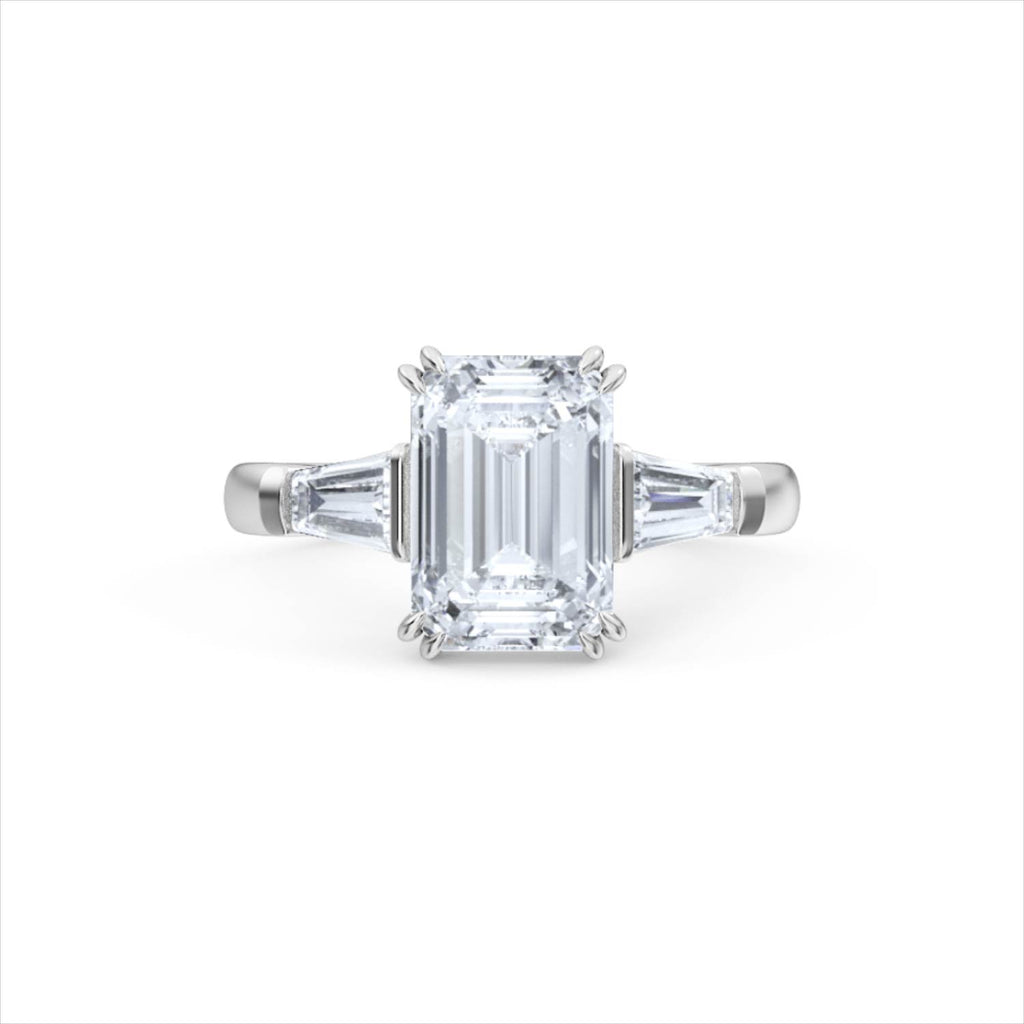 Manhattan 3.00ct Emerald Cut Lab Diamond 3 Stone Engagement Ring in Platinum