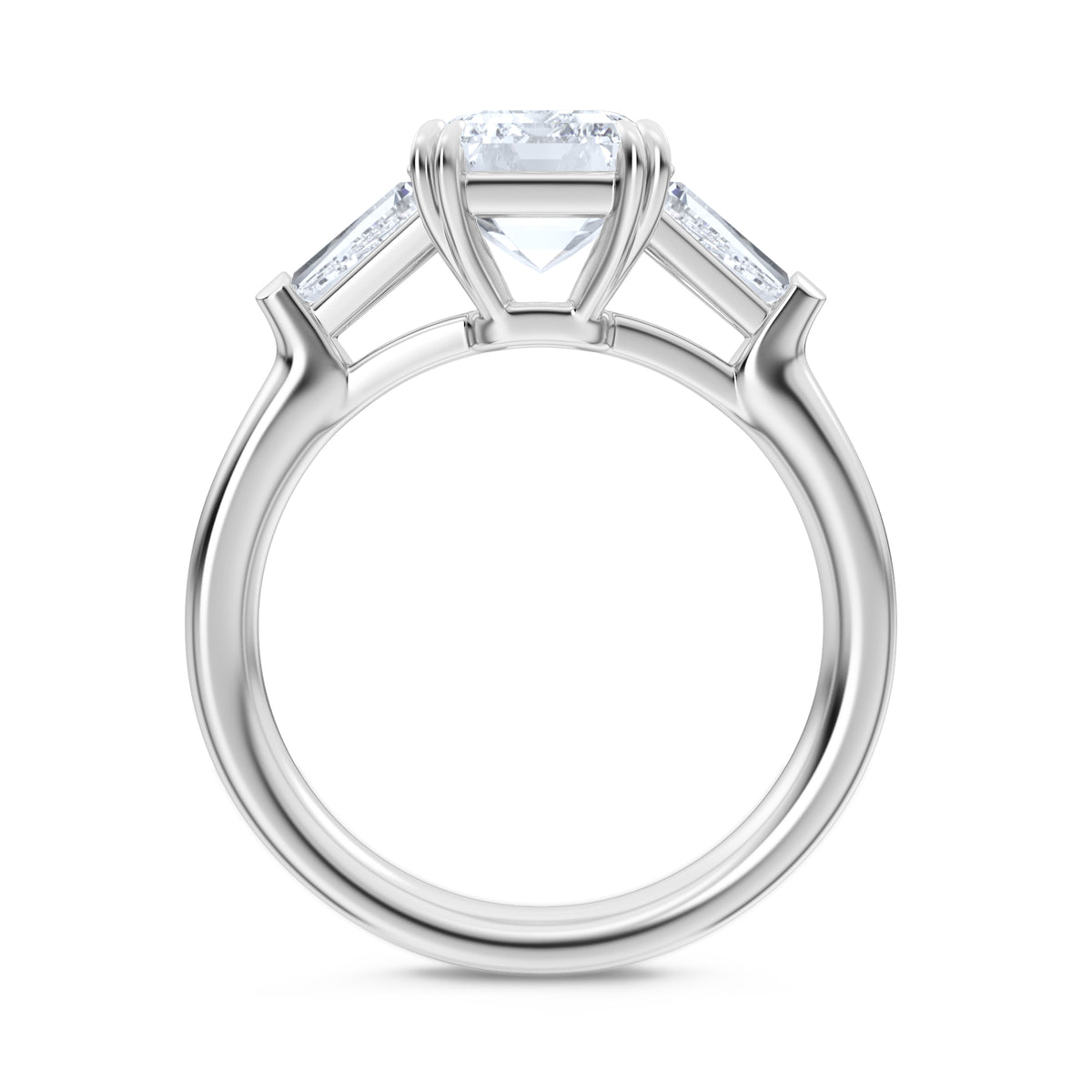 Manhattan 3.00ct Emerald Cut Lab Diamond 3 Stone Engagement Ring in Platinum