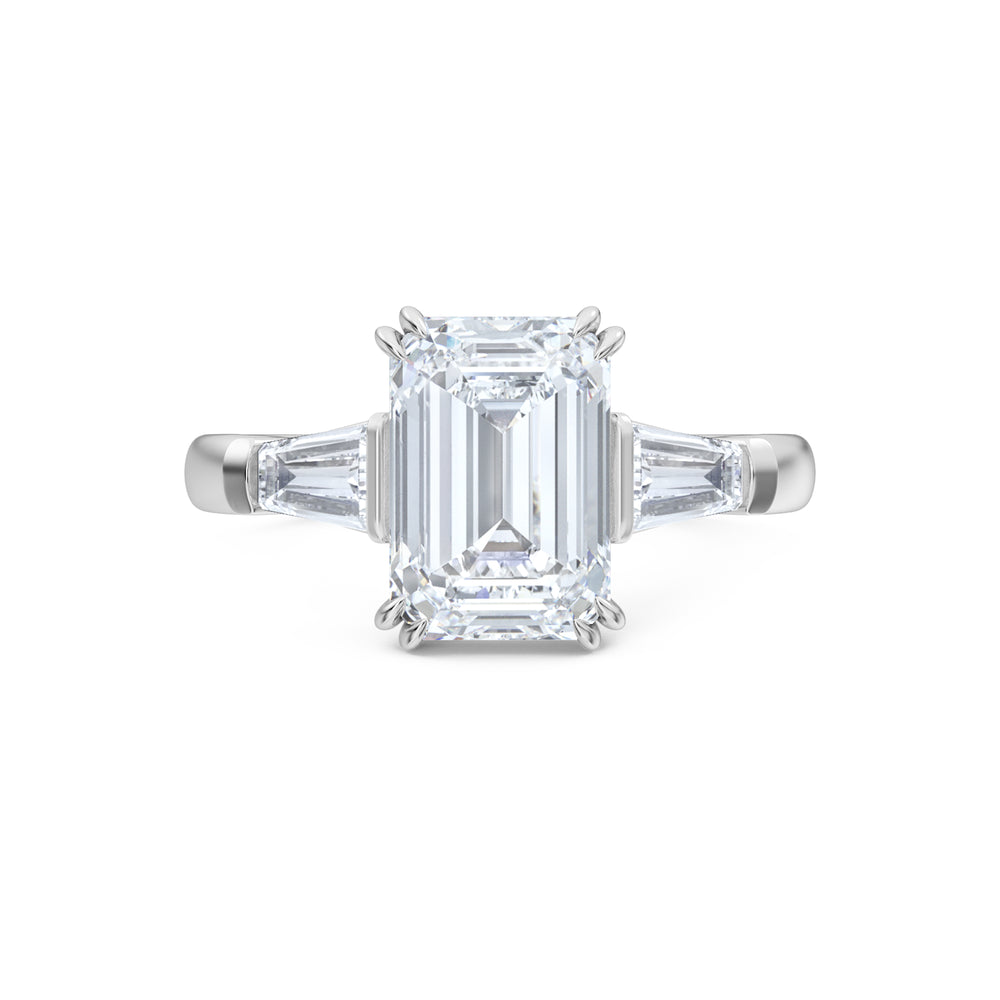 Manhattan 3.00ct Emerald Cut Lab Diamond 3 Stone Engagement Ring in Platinum