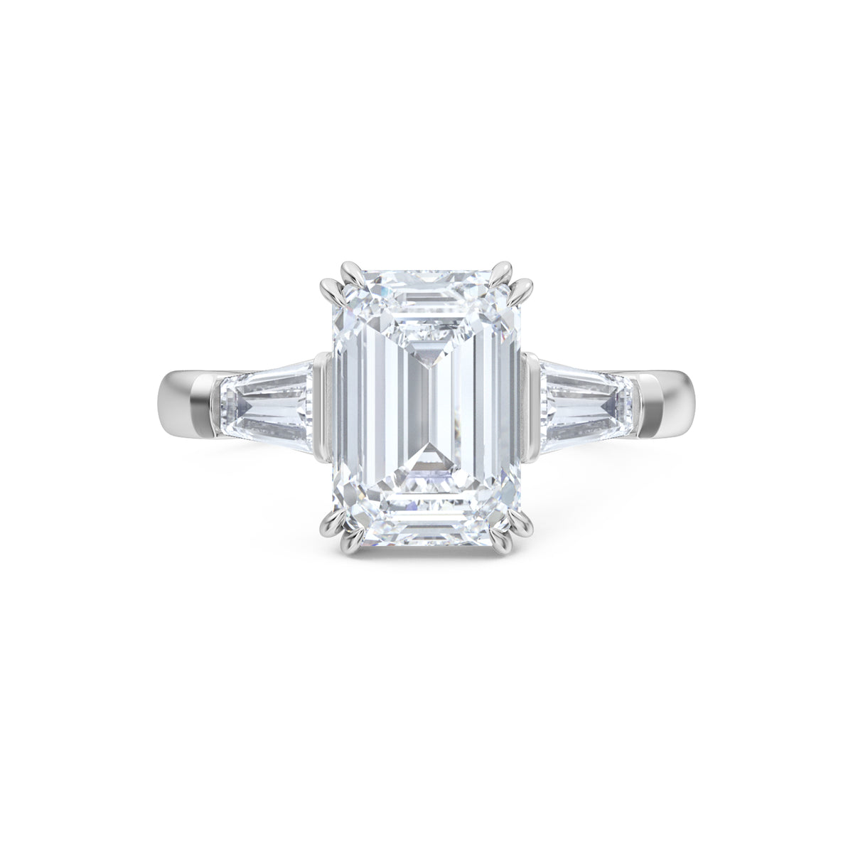Manhattan 3.00ct Emerald Cut Lab Diamond 3 Stone Engagement Ring in Platinum
