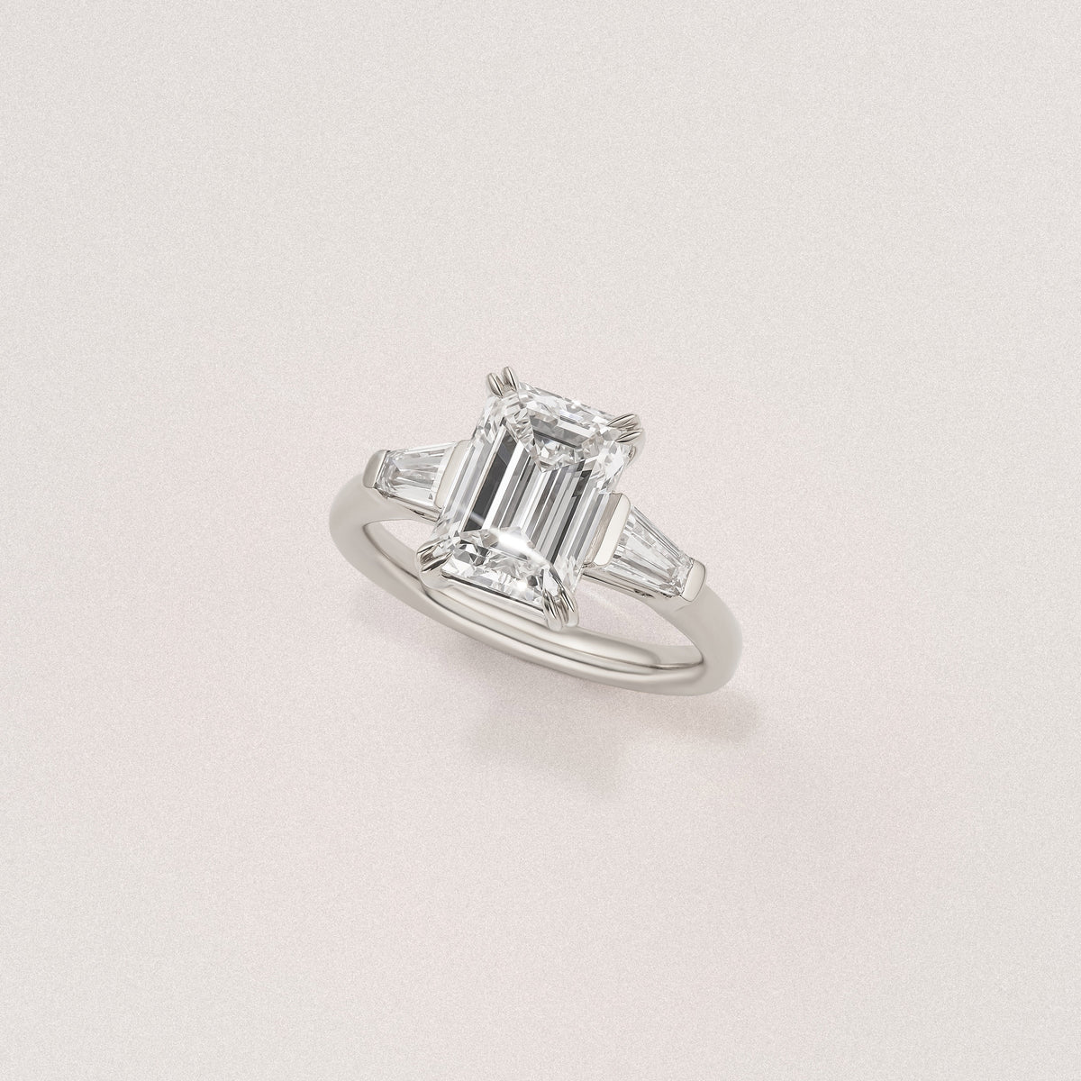 Manhattan 3.00ct Emerald Cut Lab Diamond 3 Stone Engagement Ring in Platinum