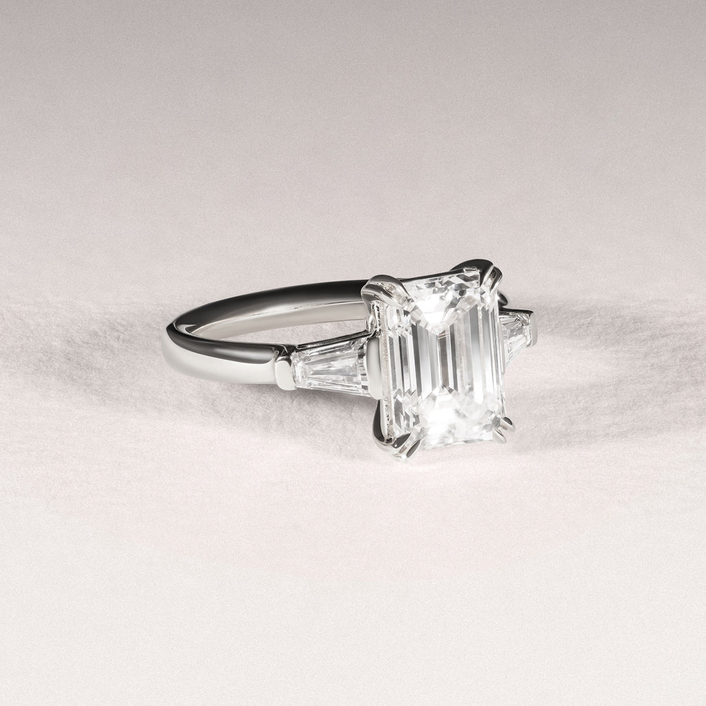 Manhattan 3.00ct Emerald Cut Lab Diamond 3 Stone Engagement Ring in Platinum