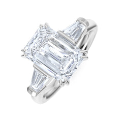 Manhattan 3.00ct Emerald Cut Lab Diamond 3 Stone Engagement Ring in Platinum