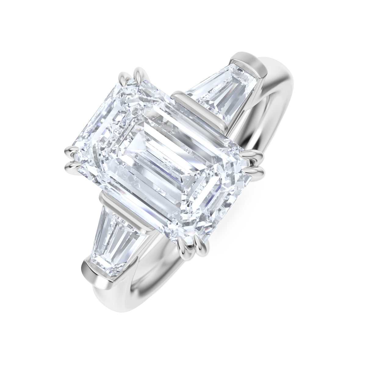 Manhattan 3.00ct Emerald Cut Lab Diamond 3 Stone Engagement Ring in Platinum