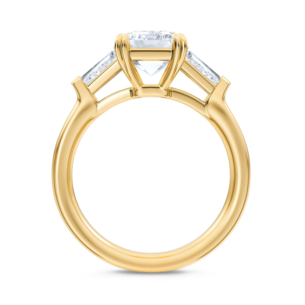 Manhattan 3.00ct Emerald Cut Lab Diamond 3 Stone Engagement Ring in 18K Yellow Gold