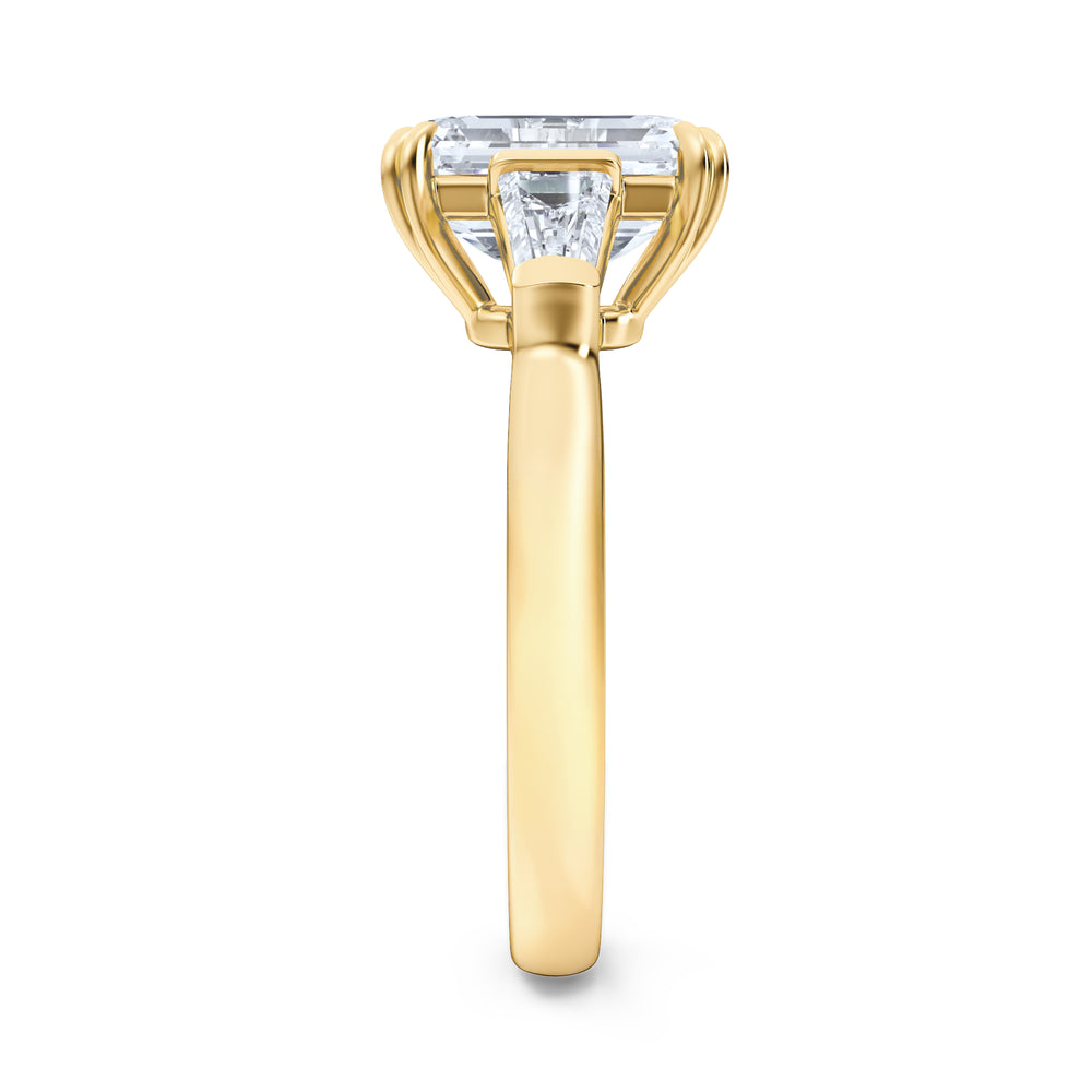 Manhattan 3.00ct Emerald Cut Lab Diamond 3 Stone Engagement Ring in 18K Yellow Gold