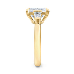 Manhattan 3.00ct Emerald Cut Lab Diamond 3 Stone Engagement Ring in 18K Yellow Gold
