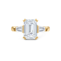 Manhattan 3.00ct Emerald Cut Lab Diamond 3 Stone Engagement Ring in 18K Yellow Gold