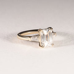Manhattan 3.00ct Emerald Cut Lab Diamond 3 Stone Engagement Ring in 18K Yellow Gold