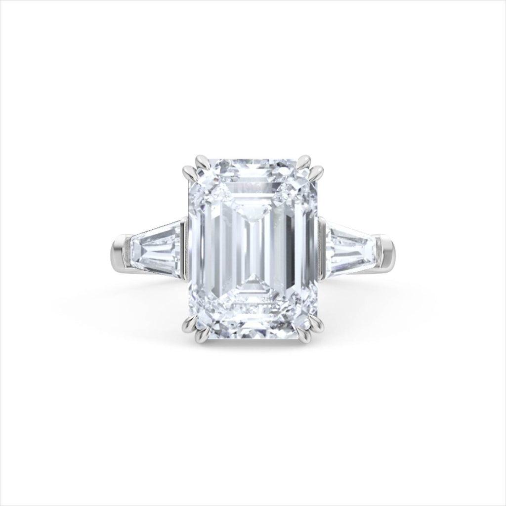 Manhattan 5.00ct Emerald Cut Lab Diamond 3 Stone Engagement Ring in Platinum
