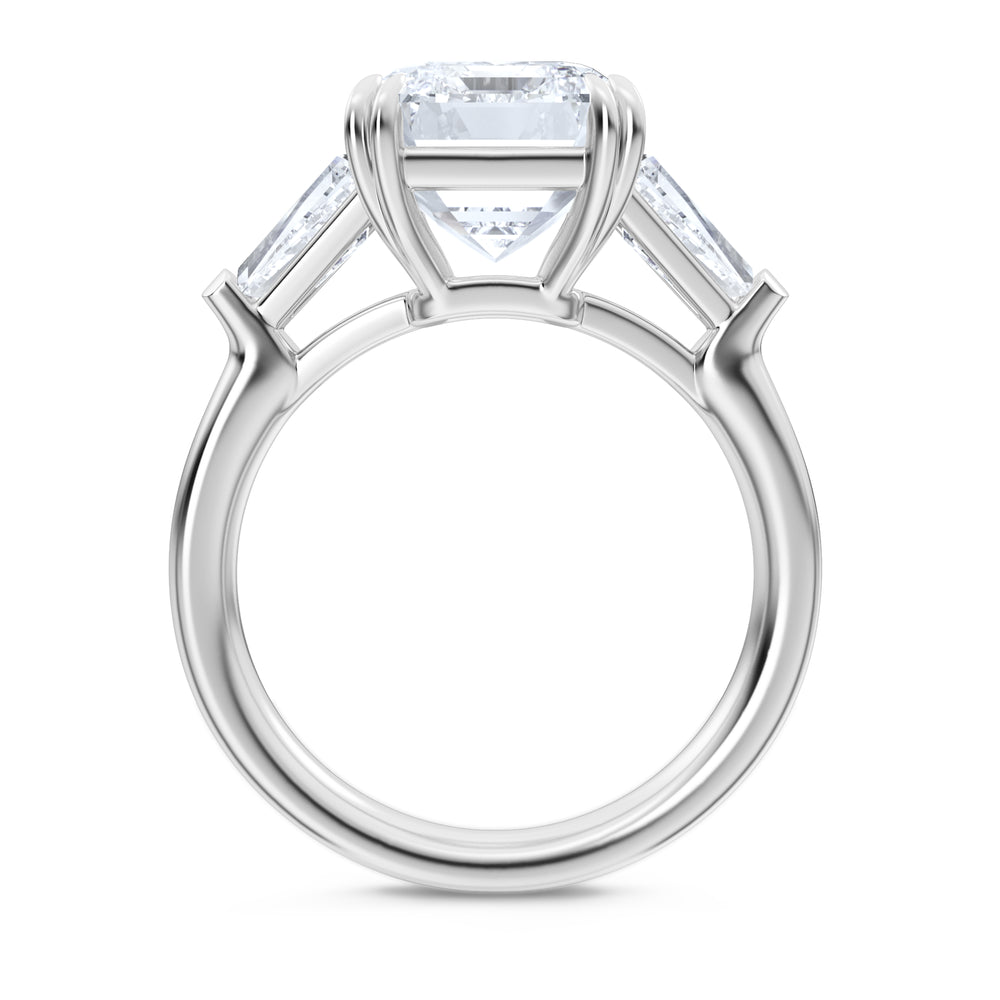 Manhattan 5.00ct Emerald Cut Lab Diamond 3 Stone Engagement Ring in Platinum