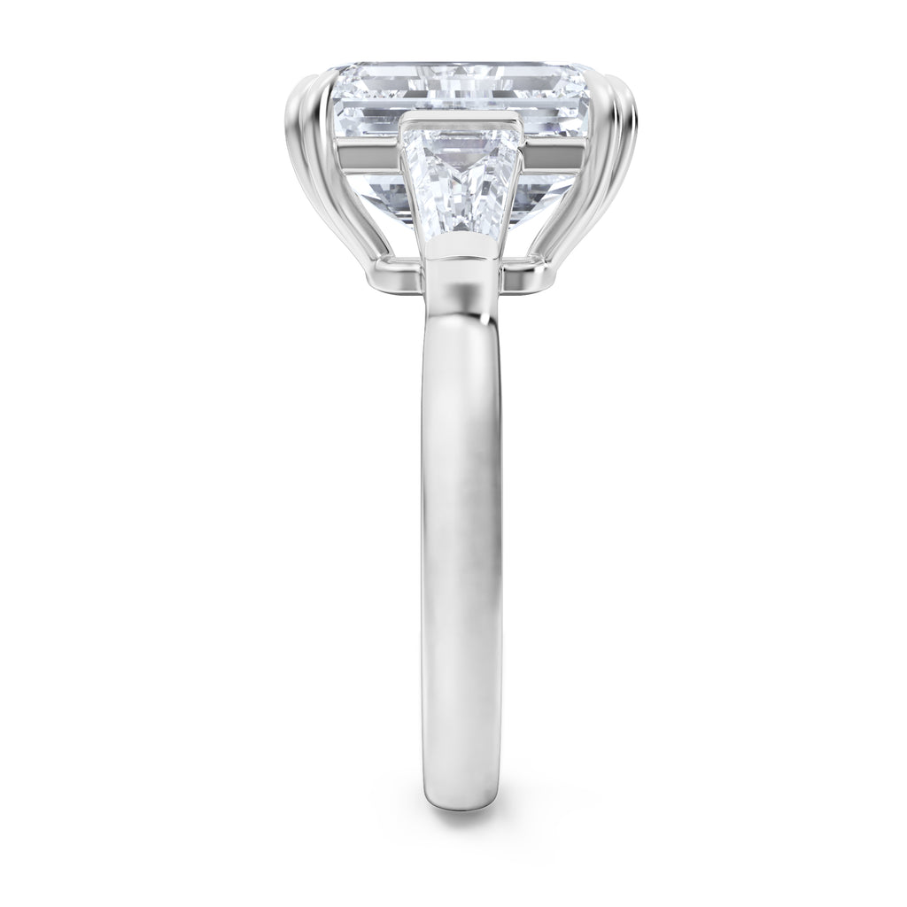 Manhattan 5.00ct Emerald Cut Lab Diamond 3 Stone Engagement Ring in Platinum