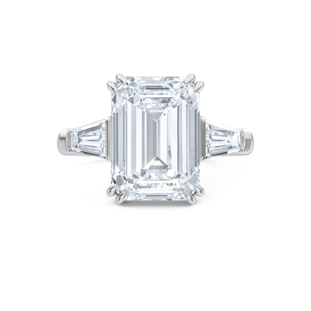 Manhattan 5.00ct Emerald Cut Lab Diamond 3 Stone Engagement Ring in Platinum