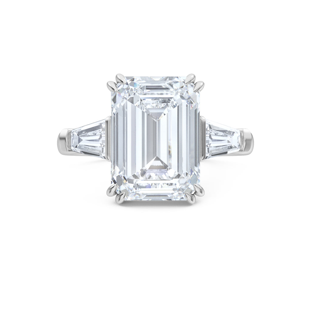 Manhattan 5.00ct Emerald Cut Lab Diamond 3 Stone Engagement Ring in Platinum