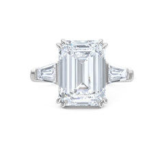 Manhattan 5.00ct Emerald Cut Lab Diamond 3 Stone Engagement Ring in Platinum