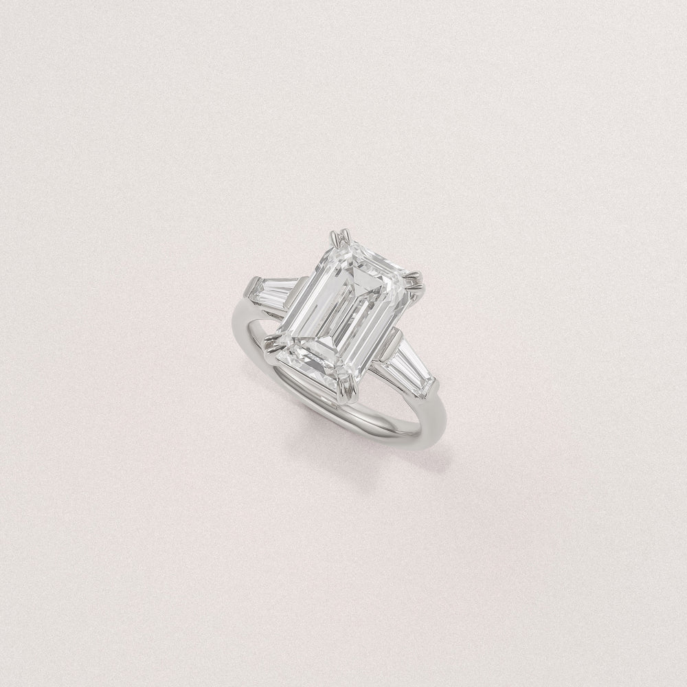 Manhattan 5.00ct Emerald Cut Lab Diamond 3 Stone Engagement Ring in Platinum
