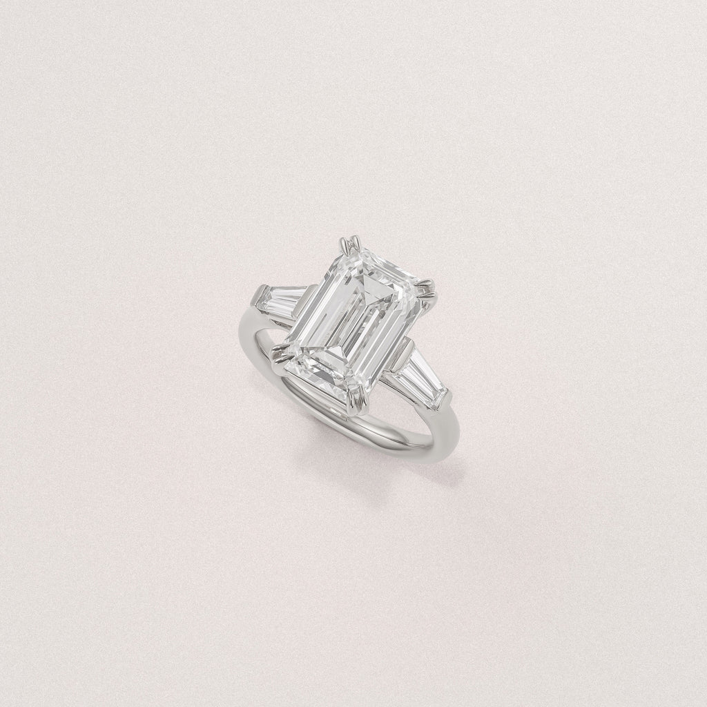 Manhattan 5.00ct Emerald Cut Lab Diamond 3 Stone Engagement Ring in Platinum