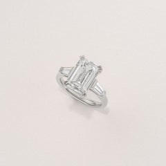 Manhattan 5.00ct Emerald Cut Lab Diamond 3 Stone Engagement Ring in Platinum