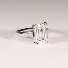Manhattan 5.00ct Emerald Cut Lab Diamond 3 Stone Engagement Ring in Platinum