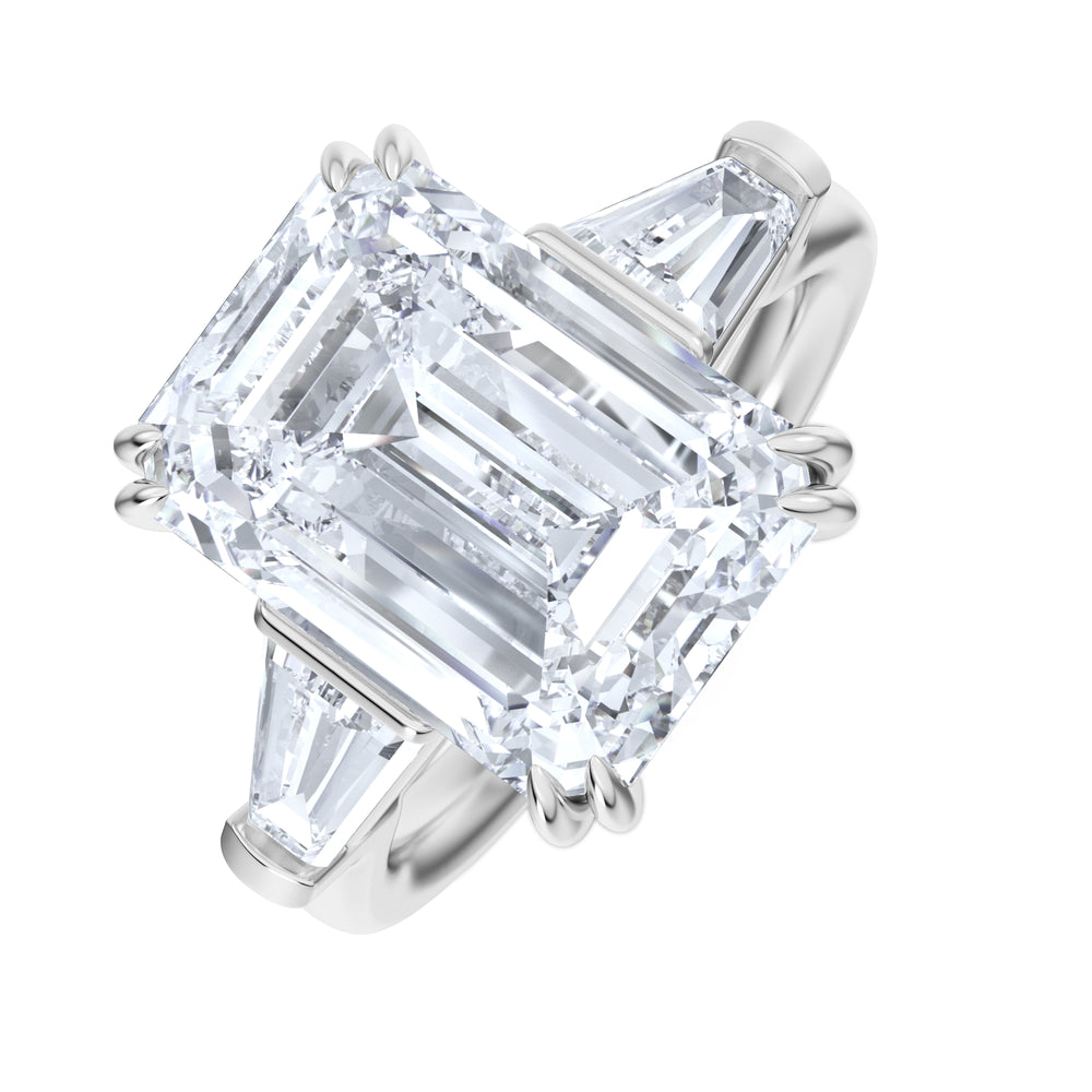 Manhattan 5.00ct Emerald Cut Lab Diamond 3 Stone Engagement Ring in Platinum