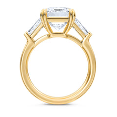 Manhattan 5.00ct Emerald Cut Lab Diamond 3 Stone Engagement Ring in 18K Yellow Gold