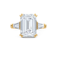 Manhattan 5.00ct Emerald Cut Lab Diamond 3 Stone Engagement Ring in 18K Yellow Gold