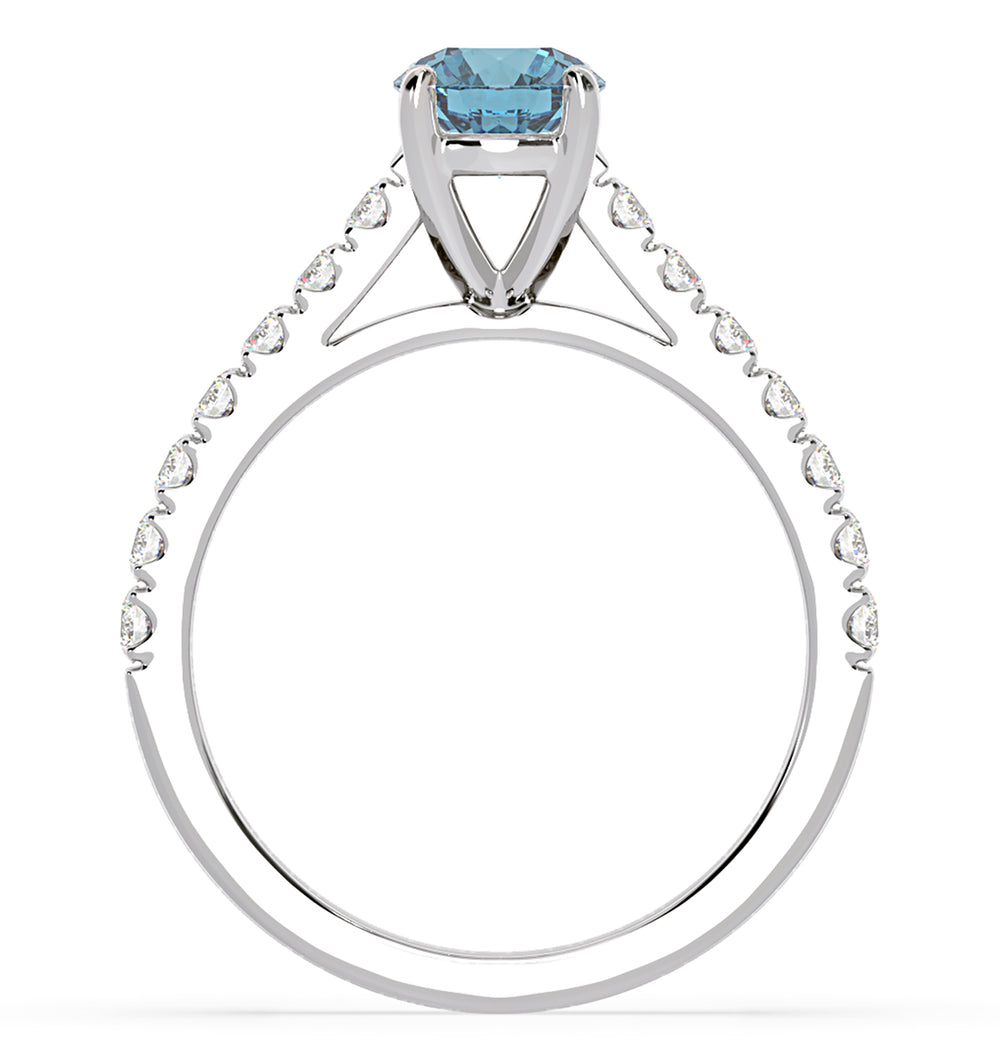 Natalia Blue Lab Diamond 1.50ct Side Stone Ring in Platinum - Elara Collection