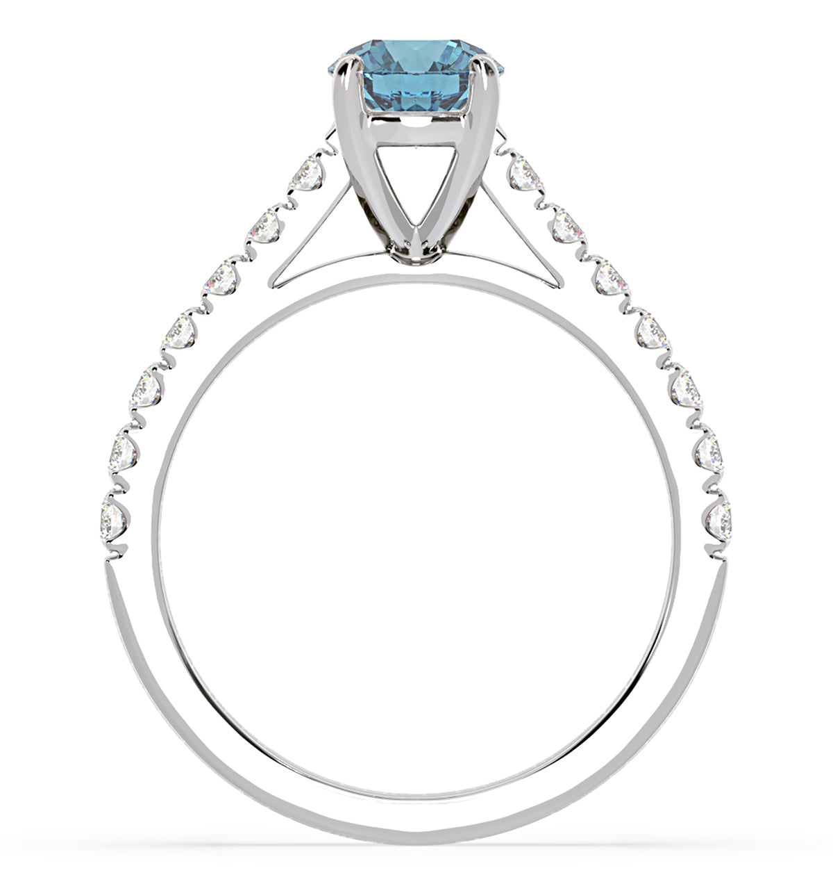 Natalia Blue Lab Diamond 1.50ct Side Stone Ring in Platinum - Elara Collection