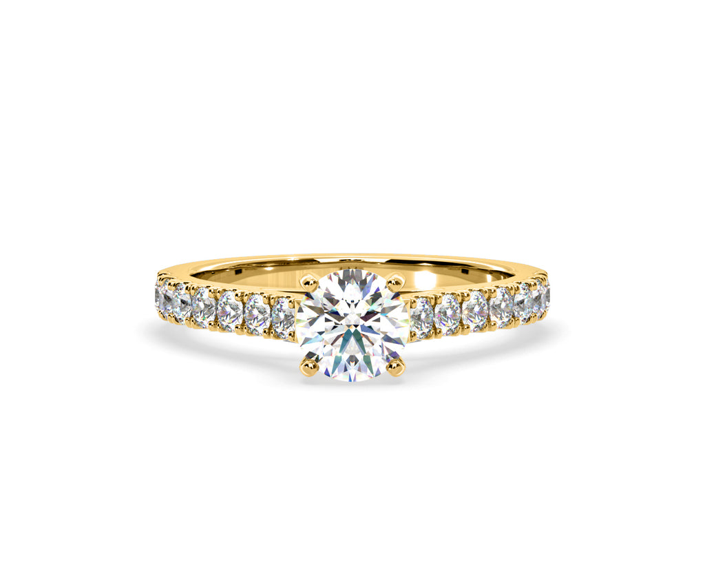 Natalia Lab Diamond Engagement Side Stone Ring 18K Gold 1.50CT F/VS1