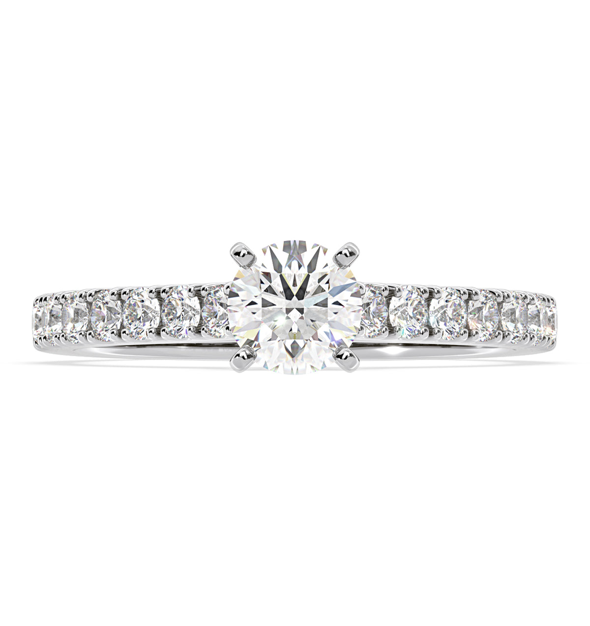 Natalia Diamond Engagement Side Stone Ring 18KW Gold 0.91CT G/SI1