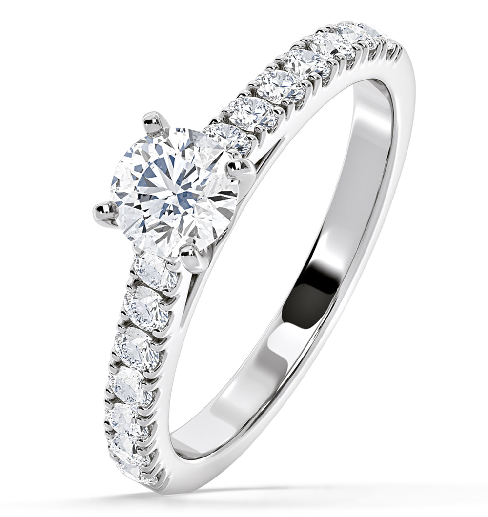 Natalia Diamond Engagement Side Stone Ring 18KW Gold 0.91CT G/SI1