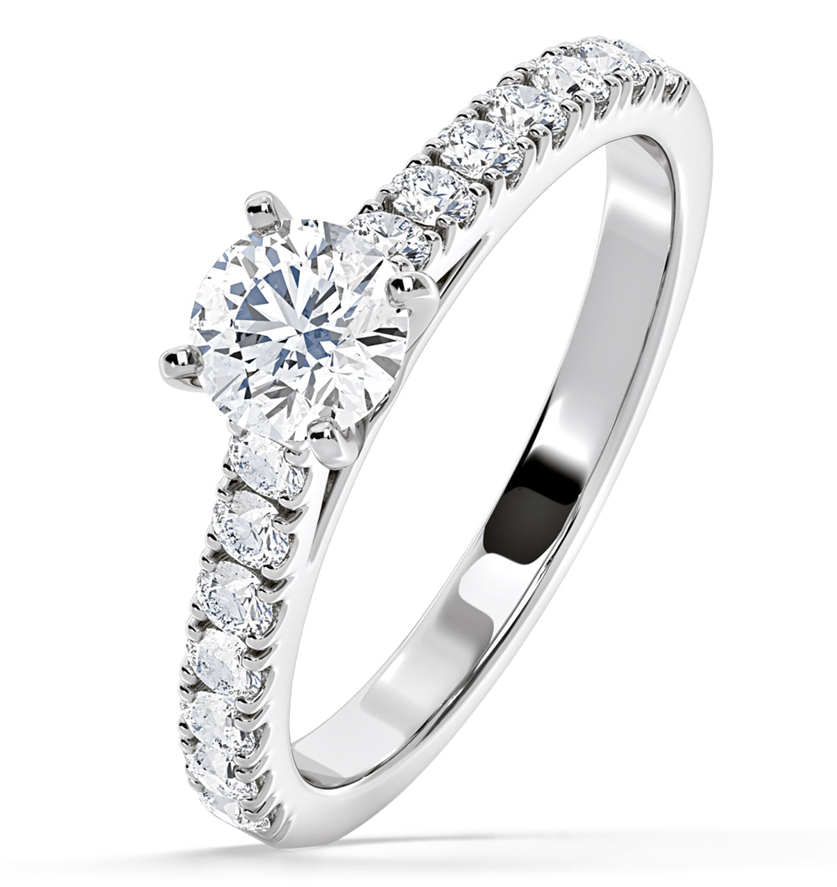 Natalia Diamond Engagement Side Stone Ring 18KW Gold 0.91CT G/SI1