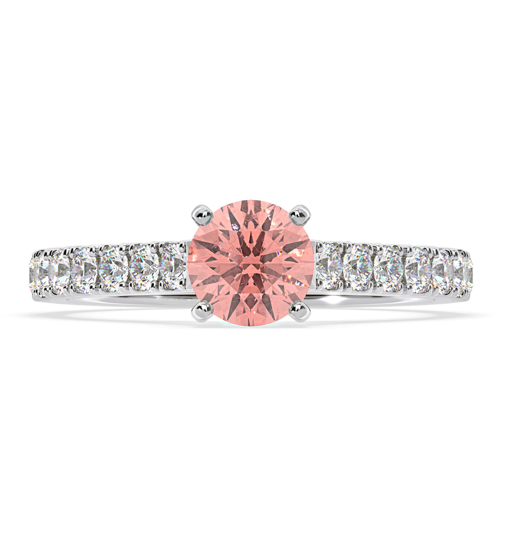 Natalia Pink Lab Diamond 1.50ct Side Stone Ring in Platinum - Elara Collection