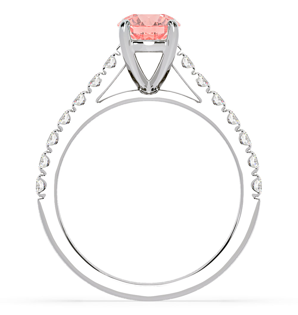 Natalia Pink Lab Diamond 1.50ct Side Stone Ring in Platinum - Elara Collection