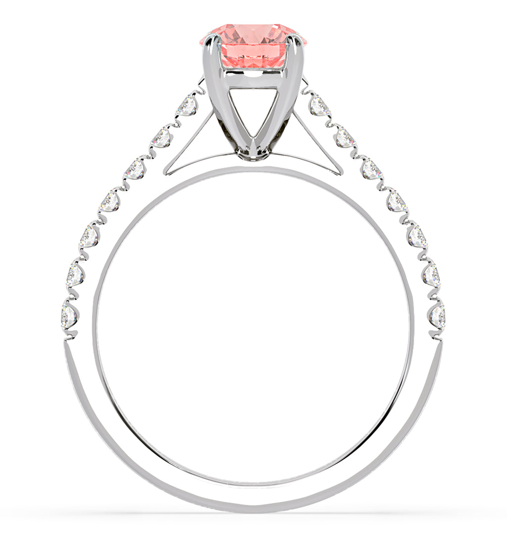 Natalia Pink Lab Diamond 1.50ct Side Stone Ring in Platinum - Elara Collection