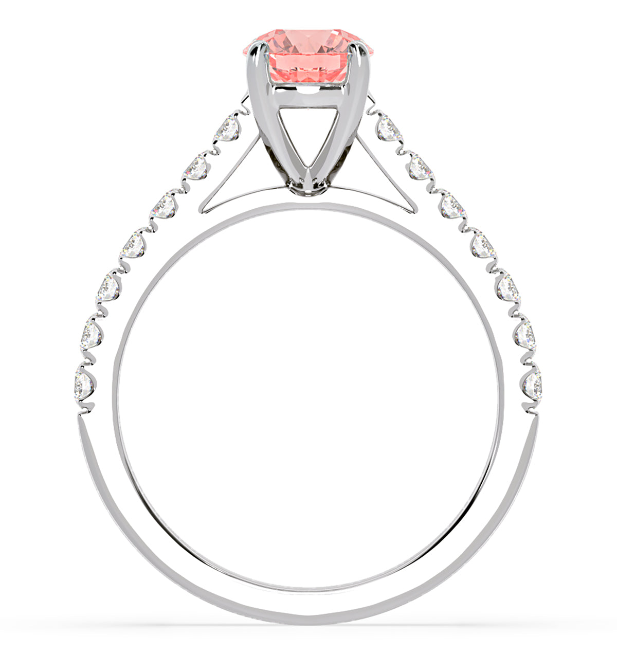 Natalia Pink Lab Diamond 1.50ct Side Stone Ring in Platinum - Elara Collection