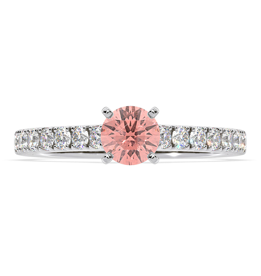 Natalia Pink Lab Diamond 0.91ct Side Stone Ring in Platinum - Elara Collection