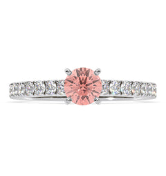 Natalia Pink Lab Diamond 0.91ct Side Stone Ring in Platinum - Elara Collection