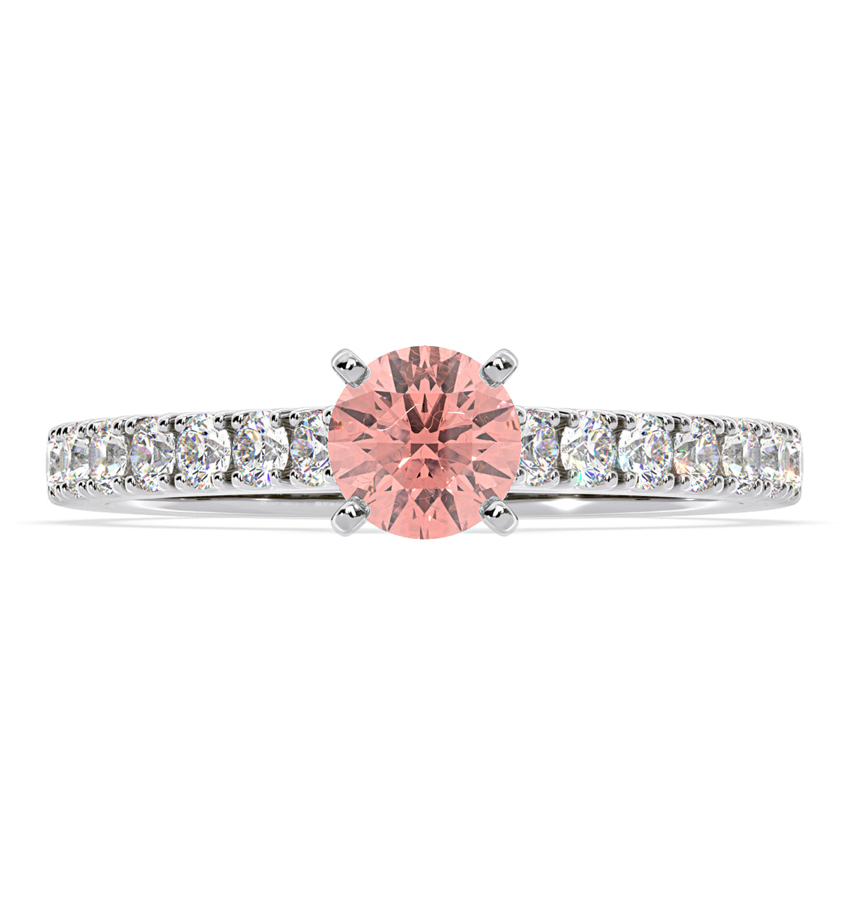 Natalia Pink Lab Diamond 0.91ct Side Stone Ring in Platinum - Elara Collection