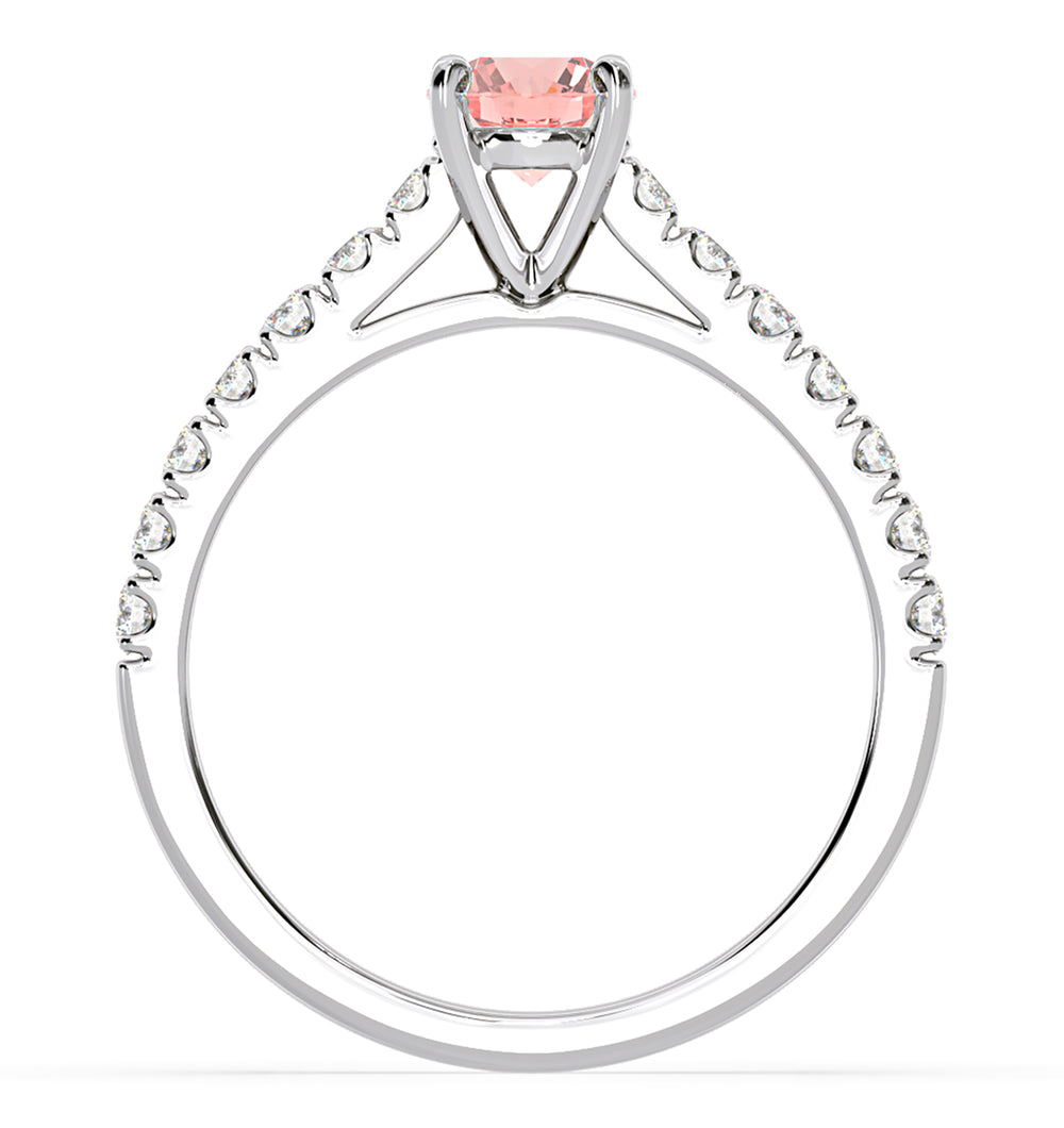 Natalia Pink Lab Diamond 0.91ct Side Stone Ring in Platinum - Elara Collection