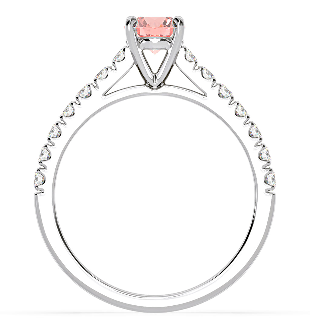 Natalia Pink Lab Diamond 0.91ct Side Stone Ring in Platinum - Elara Collection