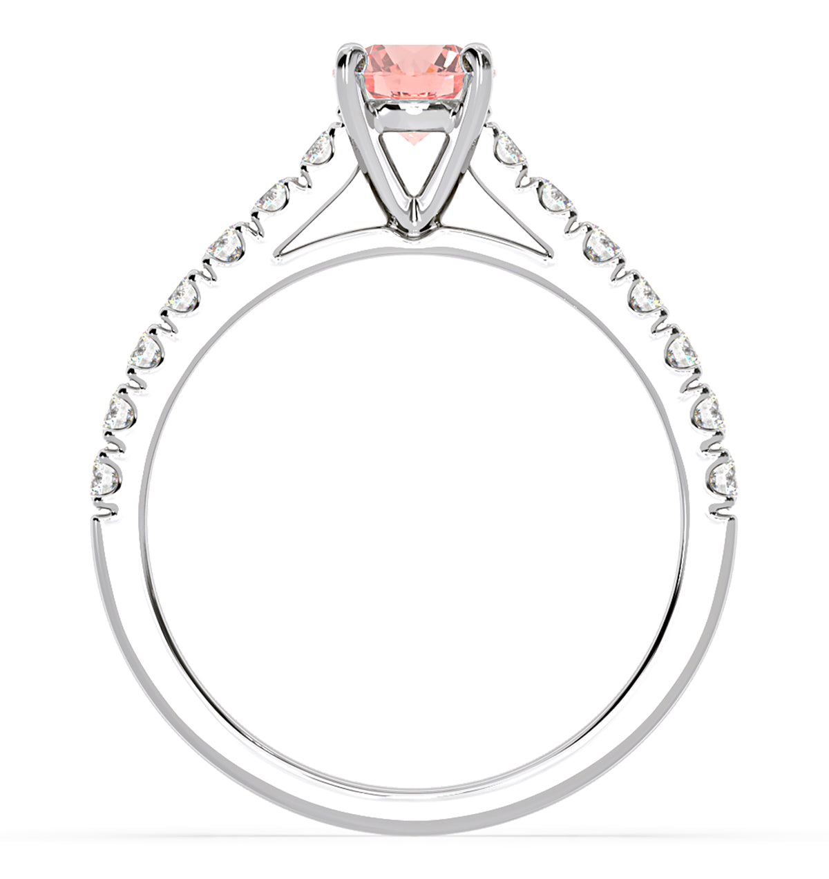 Natalia Pink Lab Diamond 0.91ct Side Stone Ring in Platinum - Elara Collection