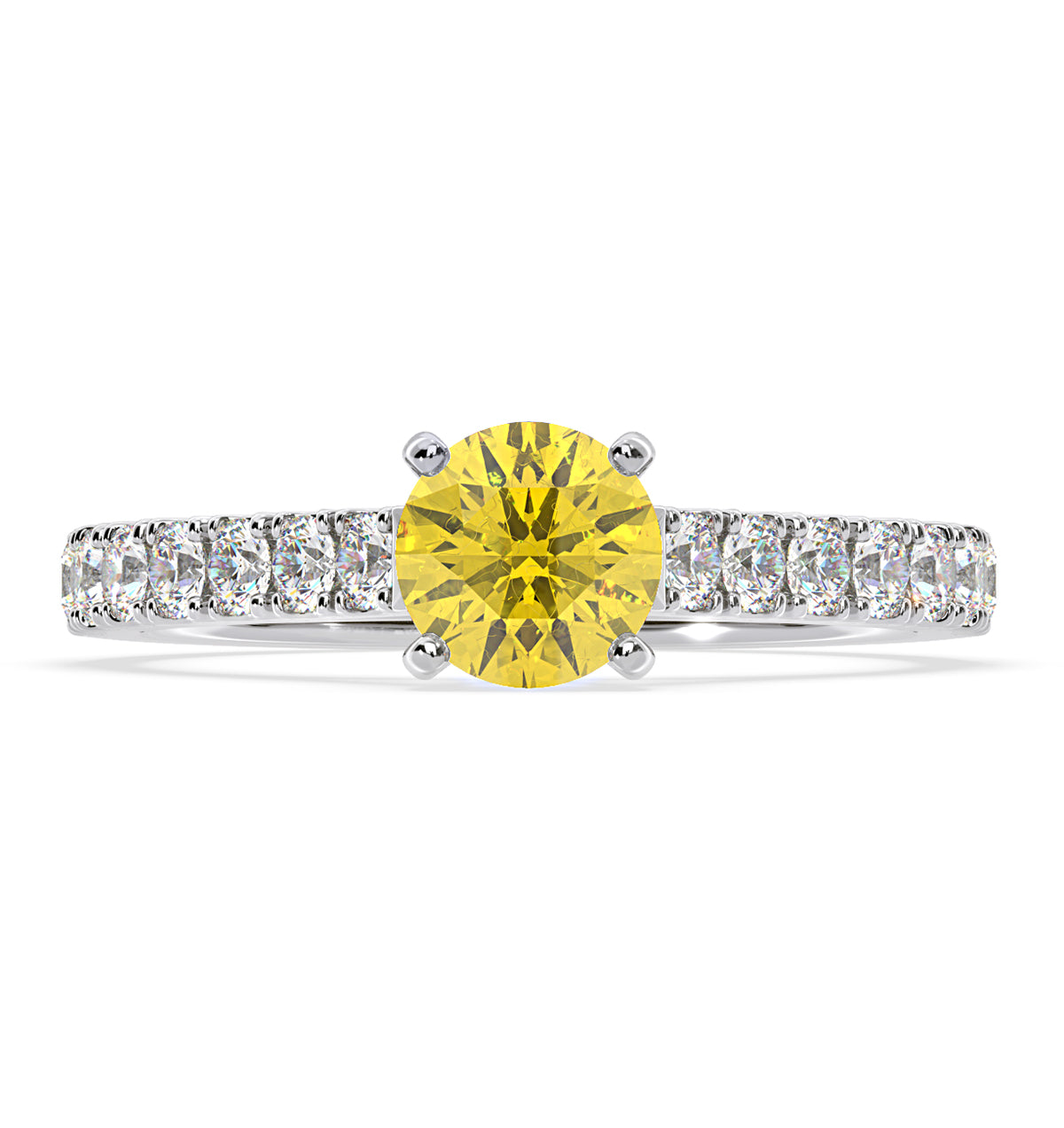 Natalia Yellow Lab Diamond 1.50ct Side Stone Ring in Platinum - Elara Collection