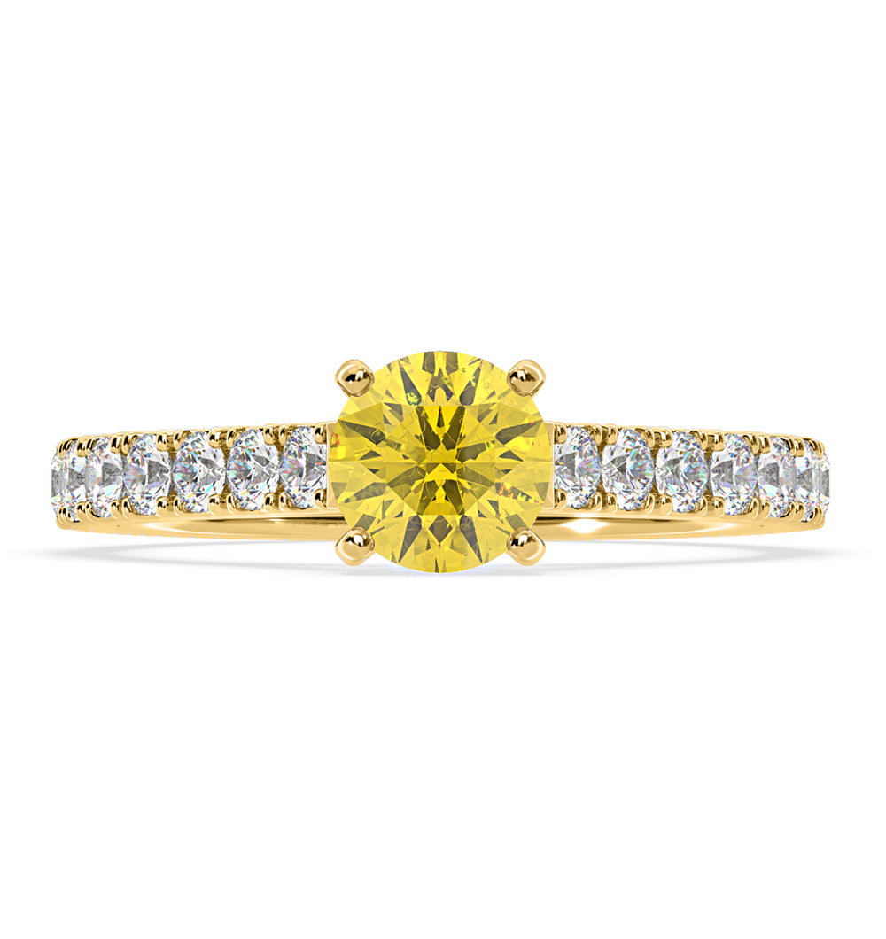 Natalia Yellow Lab Diamond 1.50ct Side Stone Ring in 18K Yellow Gold - Elara Collection