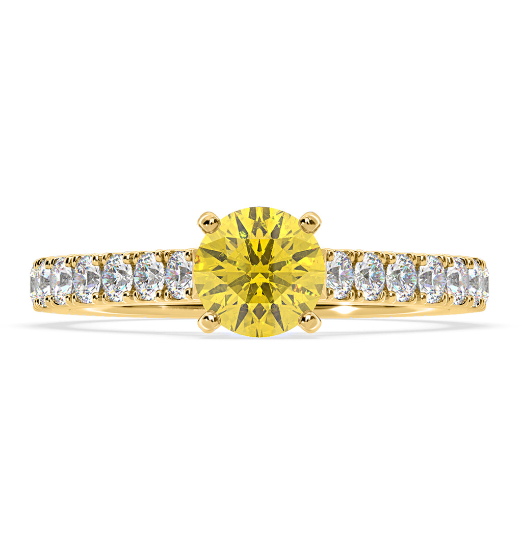 Natalia Yellow Lab Diamond 1.50ct Side Stone Ring in 18K Yellow Gold - Elara Collection