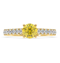 Natalia Yellow Lab Diamond 1.50ct Side Stone Ring in 18K Yellow Gold - Elara Collection