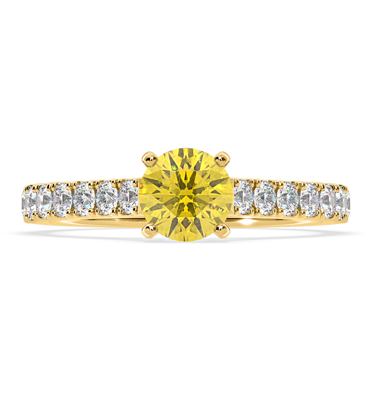 Natalia Yellow Lab Diamond 1.50ct Side Stone Ring in 18K Yellow Gold - Elara Collection